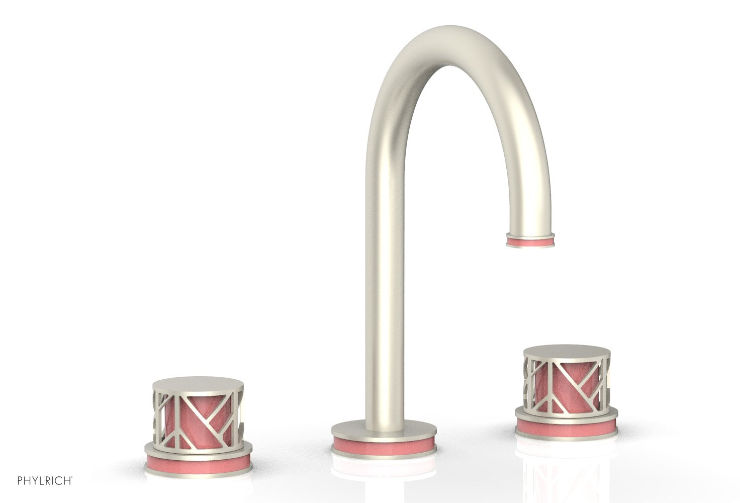Phylrich JOLIE Widespread Faucet - Round Handles with "Pink" Accents