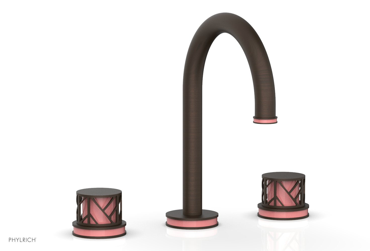 Phylrich JOLIE Widespread Faucet - Round Handles with "Pink" Accents
