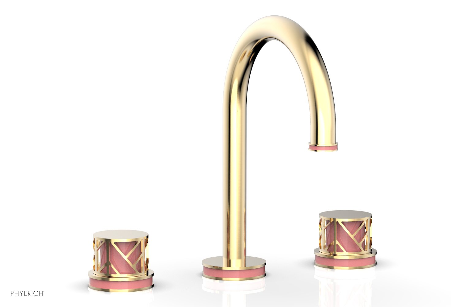 Phylrich JOLIE Widespread Faucet - Round Handles with "Pink" Accents