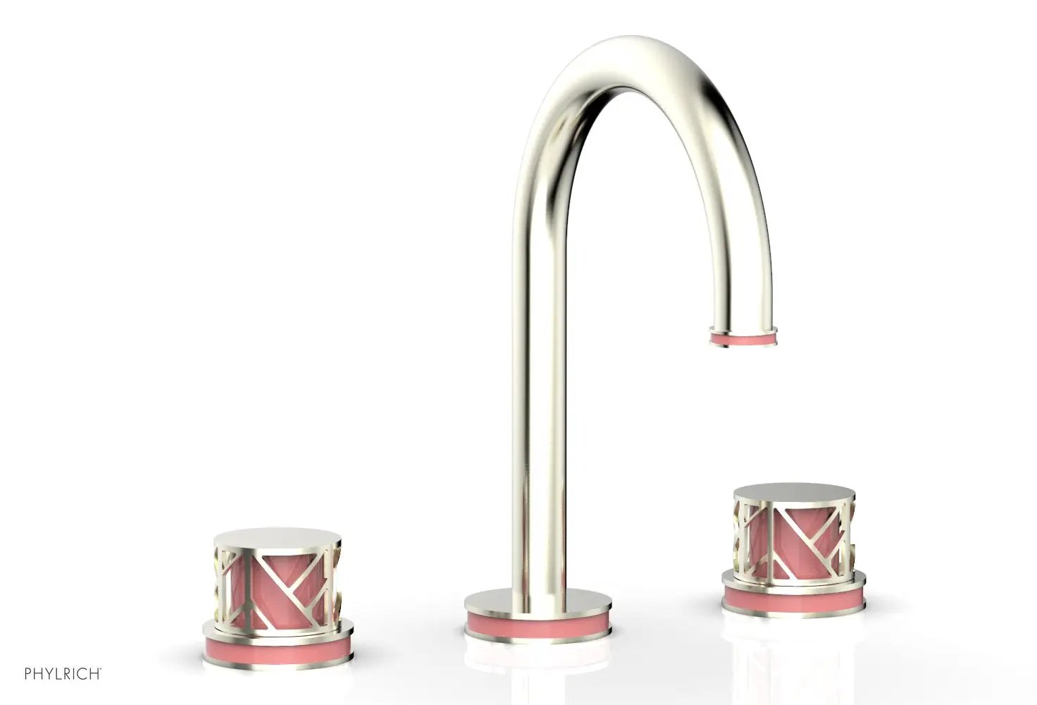 Phylrich JOLIE Widespread Faucet - Round Handles with "Pink" Accents by Phylrich