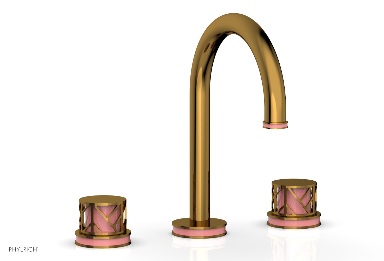 Phylrich JOLIE Widespread Faucet - Round Handles with "Pink" Accents