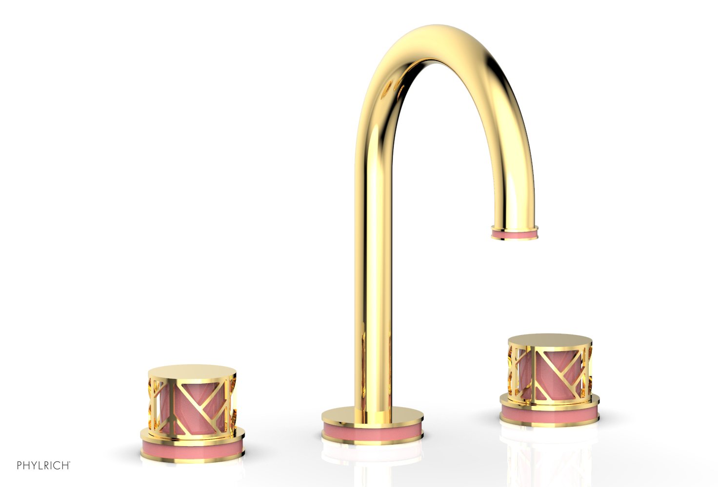 Phylrich JOLIE Widespread Faucet - Round Handles with "Pink" Accents