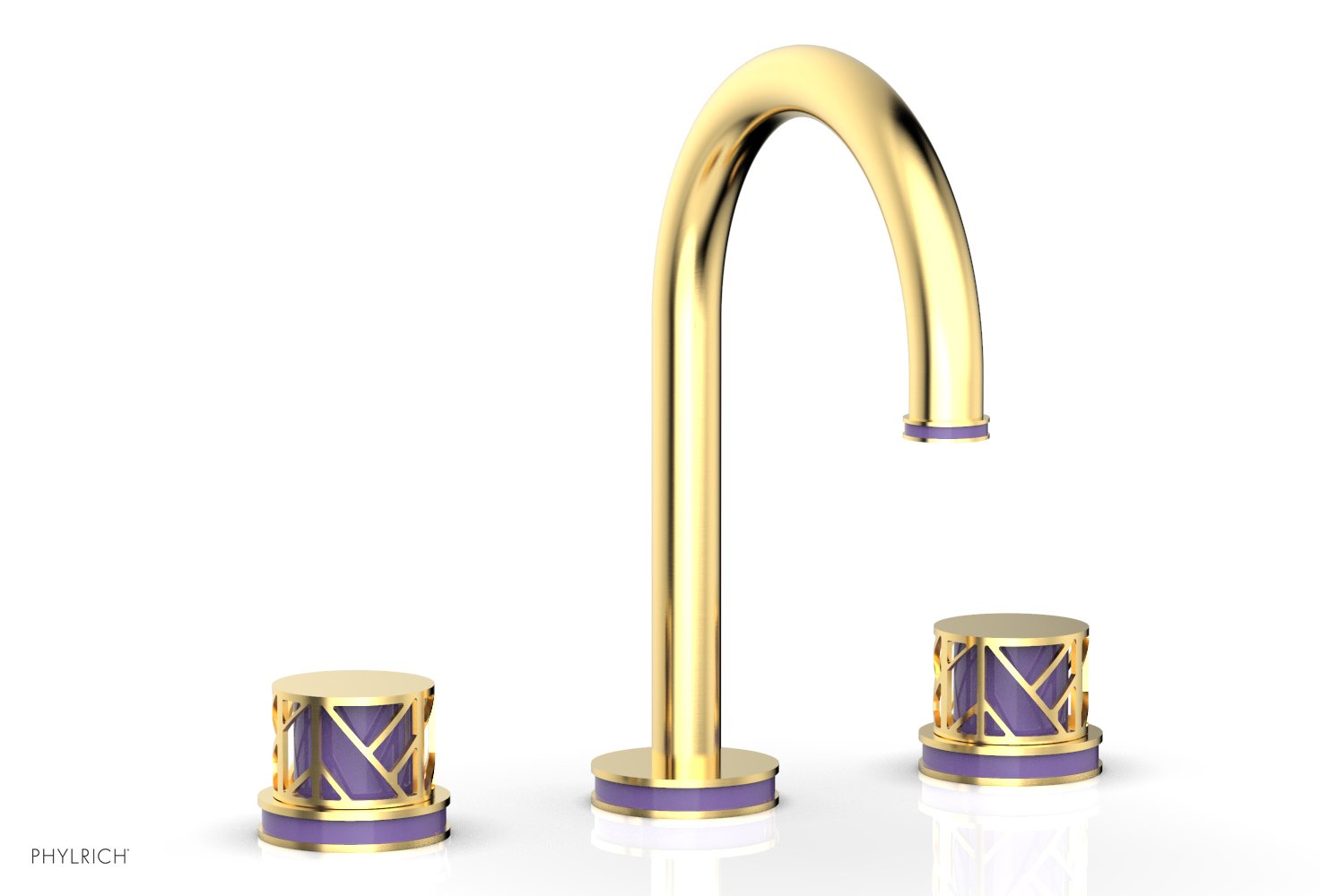 Phylrich JOLIE Widespread Faucet - Round Handles with "Purple" Accents
