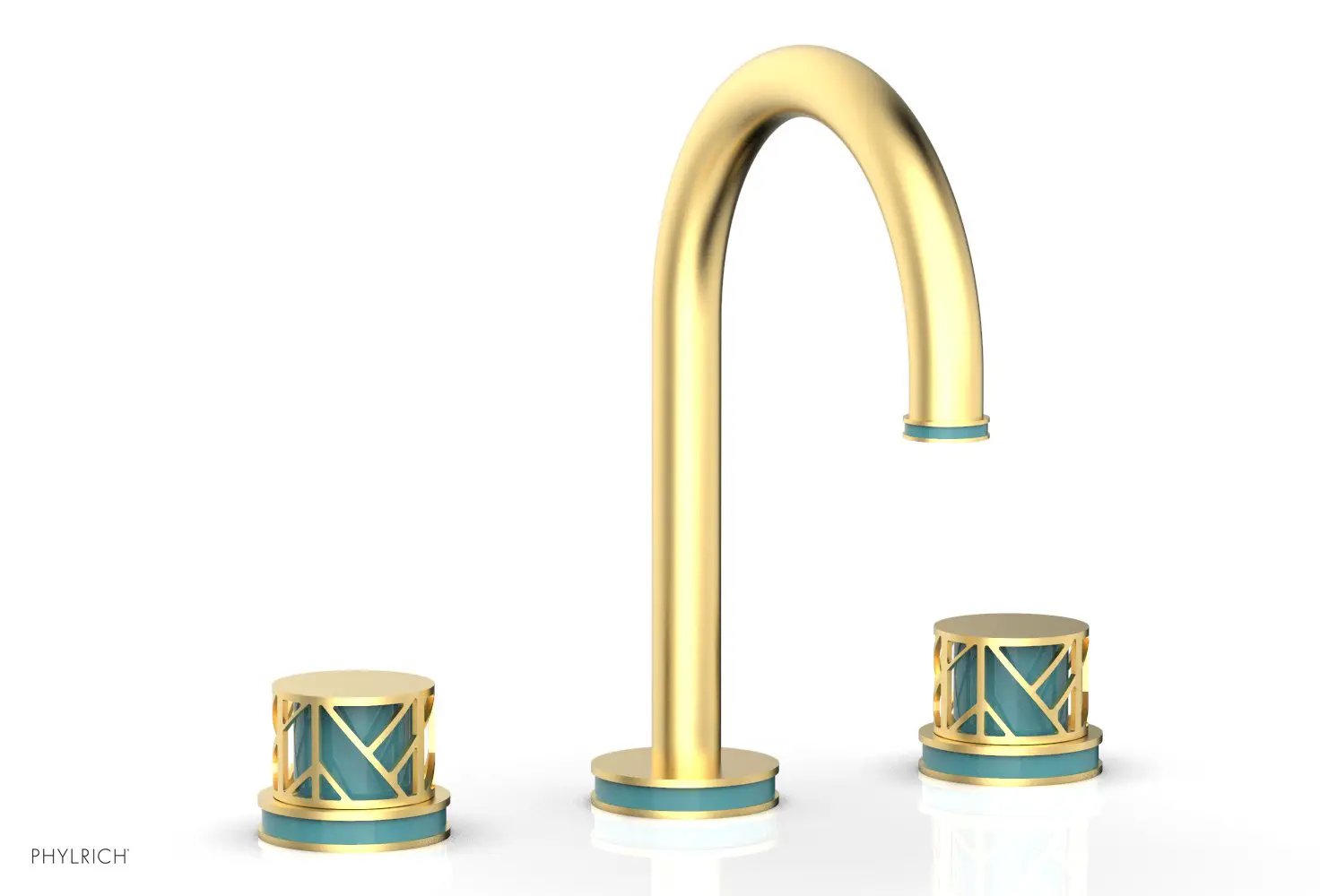 Phylrich JOLIE Widespread Faucet - Round Handles with "Turquoise" Accents by Phylrich