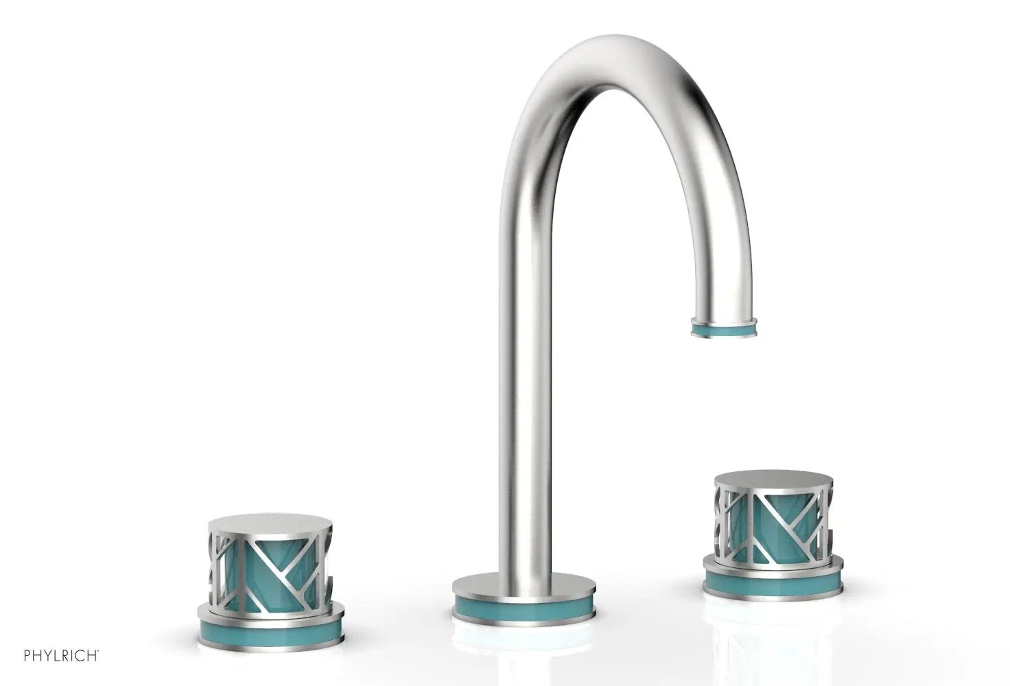 Phylrich JOLIE Widespread Faucet - Round Handles with "Turquoise" Accents by Phylrich