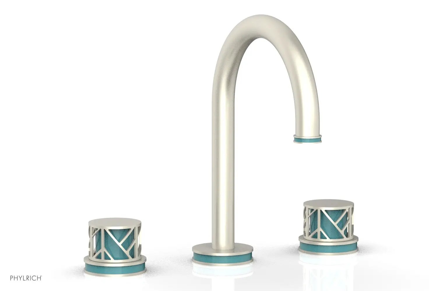 Phylrich JOLIE Widespread Faucet - Round Handles with "Turquoise" Accents by Phylrich