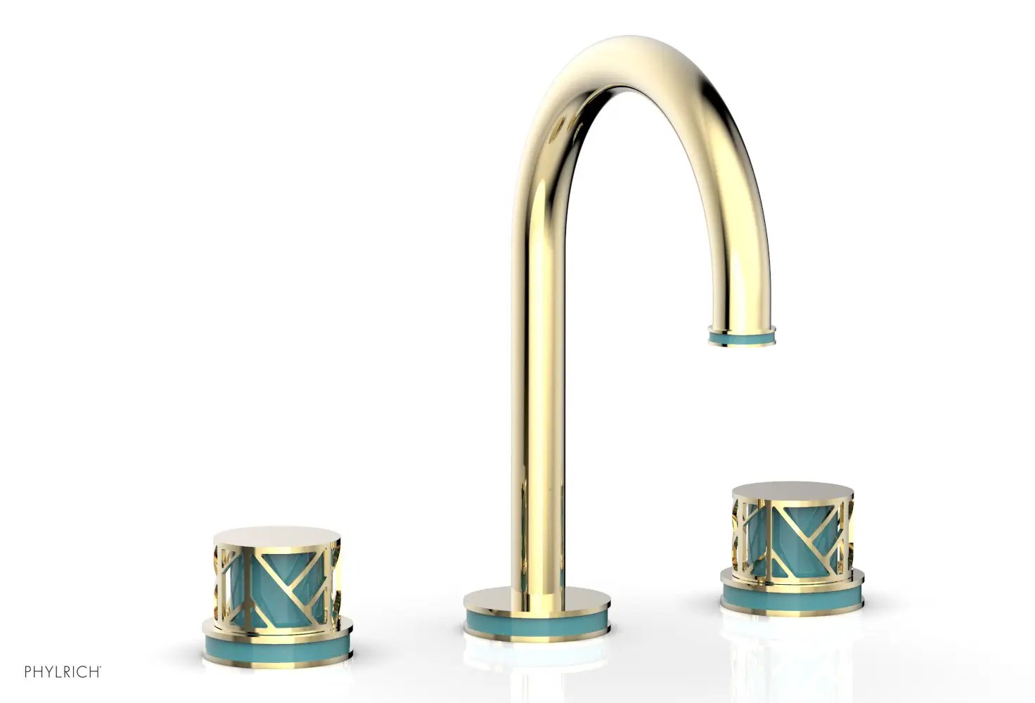Phylrich JOLIE Widespread Faucet - Round Handles with "Turquoise" Accents by Phylrich