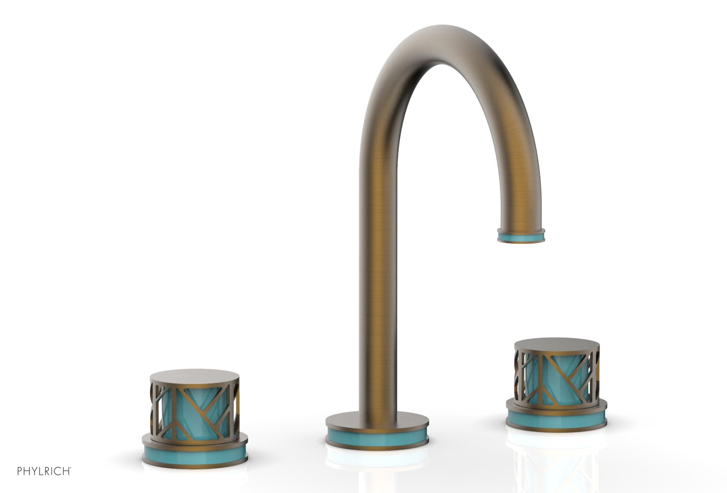 Phylrich JOLIE Widespread Faucet - Round Handles with "Turquoise" Accents