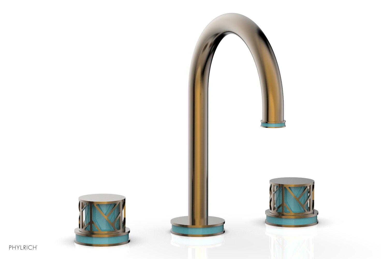 Phylrich JOLIE Widespread Faucet - Round Handles with "Turquoise" Accents