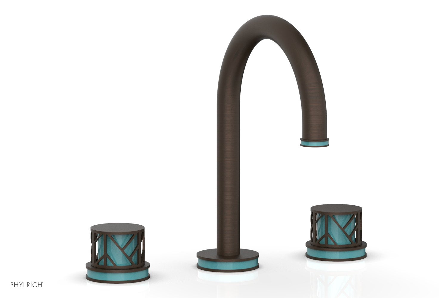 Phylrich JOLIE Widespread Faucet - Round Handles with "Turquoise" Accents