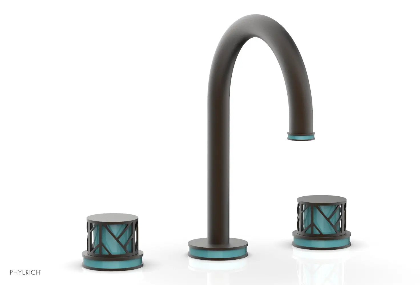 Phylrich JOLIE Widespread Faucet - Round Handles with "Turquoise" Accents by Phylrich