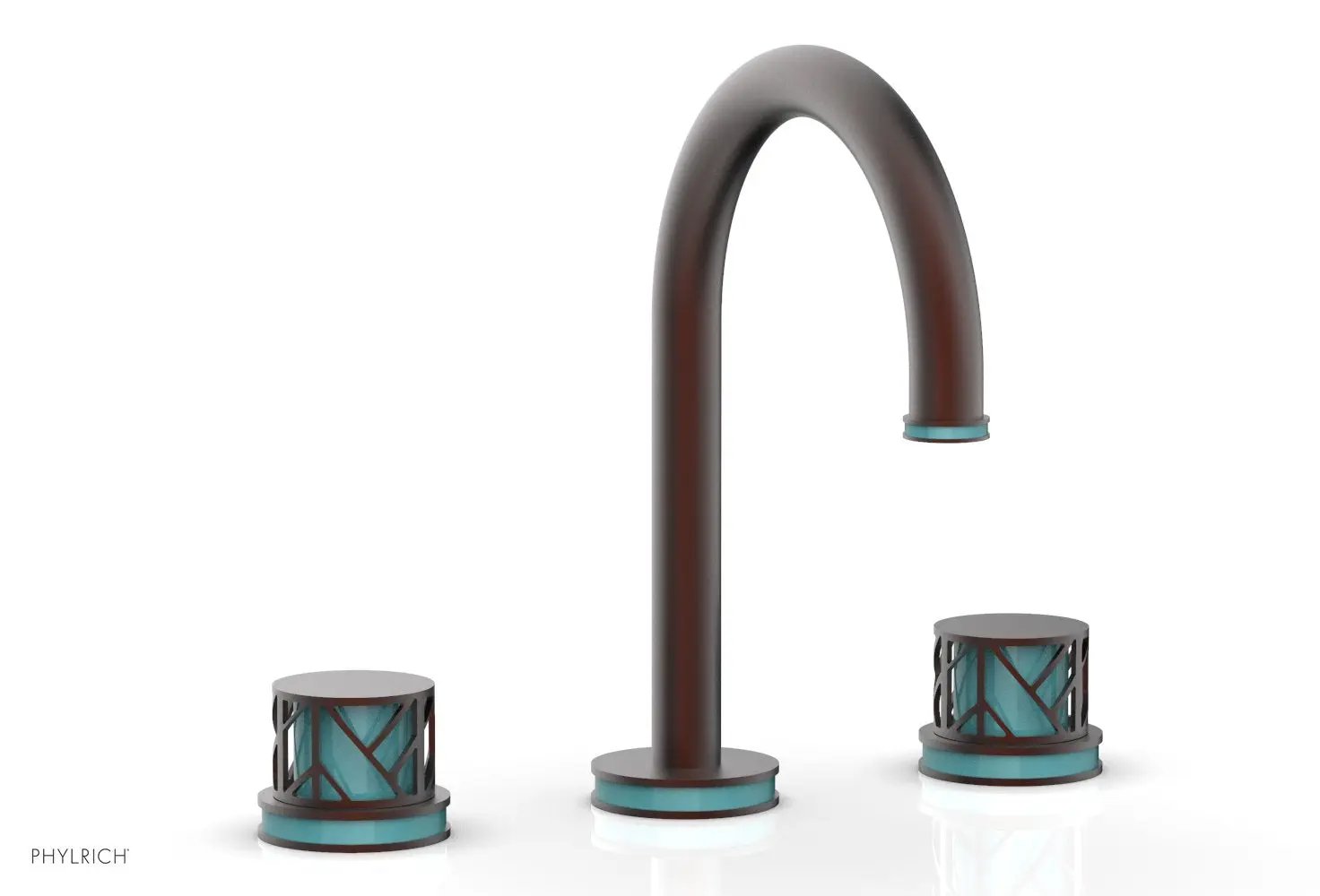 Phylrich JOLIE Widespread Faucet - Round Handles with "Turquoise" Accents by Phylrich