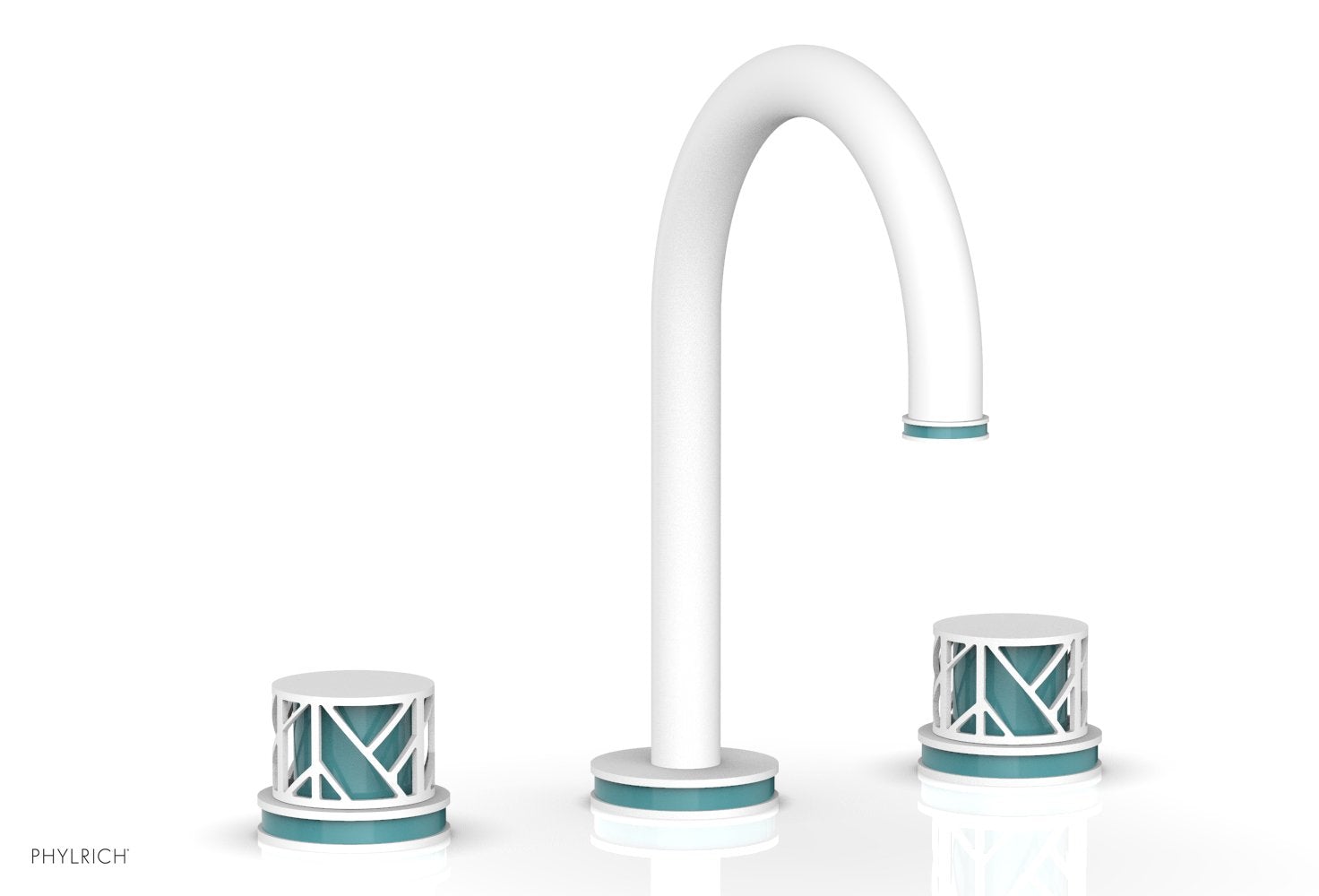 Phylrich JOLIE Widespread Faucet - Round Handles with "Turquoise" Accents