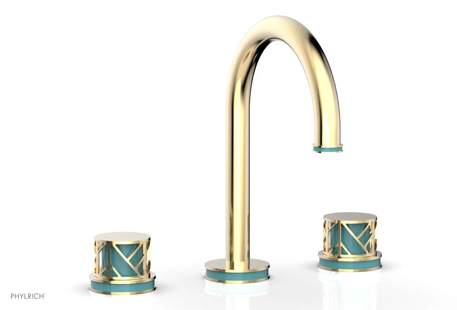 Phylrich JOLIE Widespread Faucet - Round Handles with "Turquoise" Accents by Phylrich