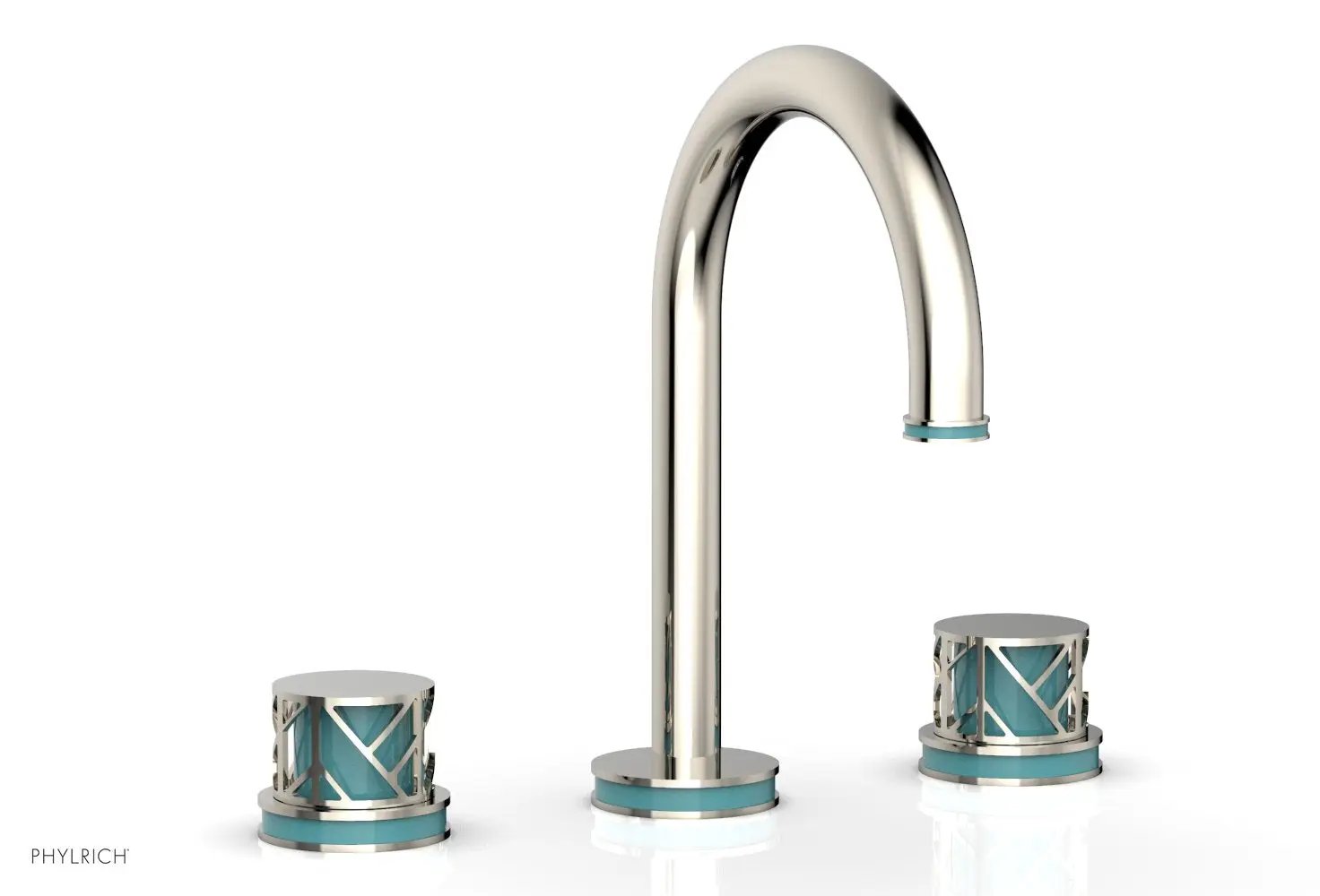 Phylrich JOLIE Widespread Faucet - Round Handles with "Turquoise" Accents by Phylrich