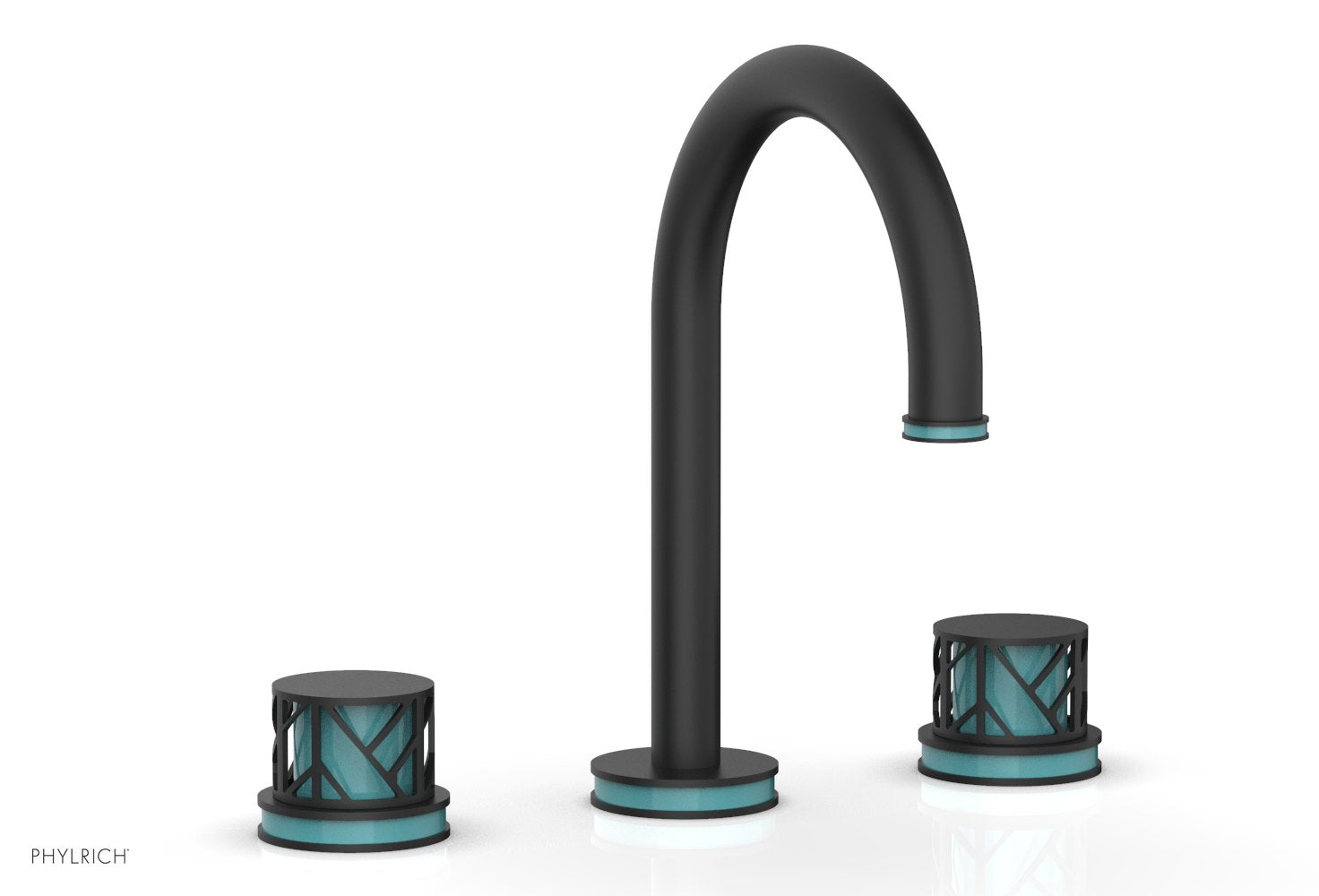 Phylrich JOLIE Widespread Faucet - Round Handles with "Turquoise" Accents