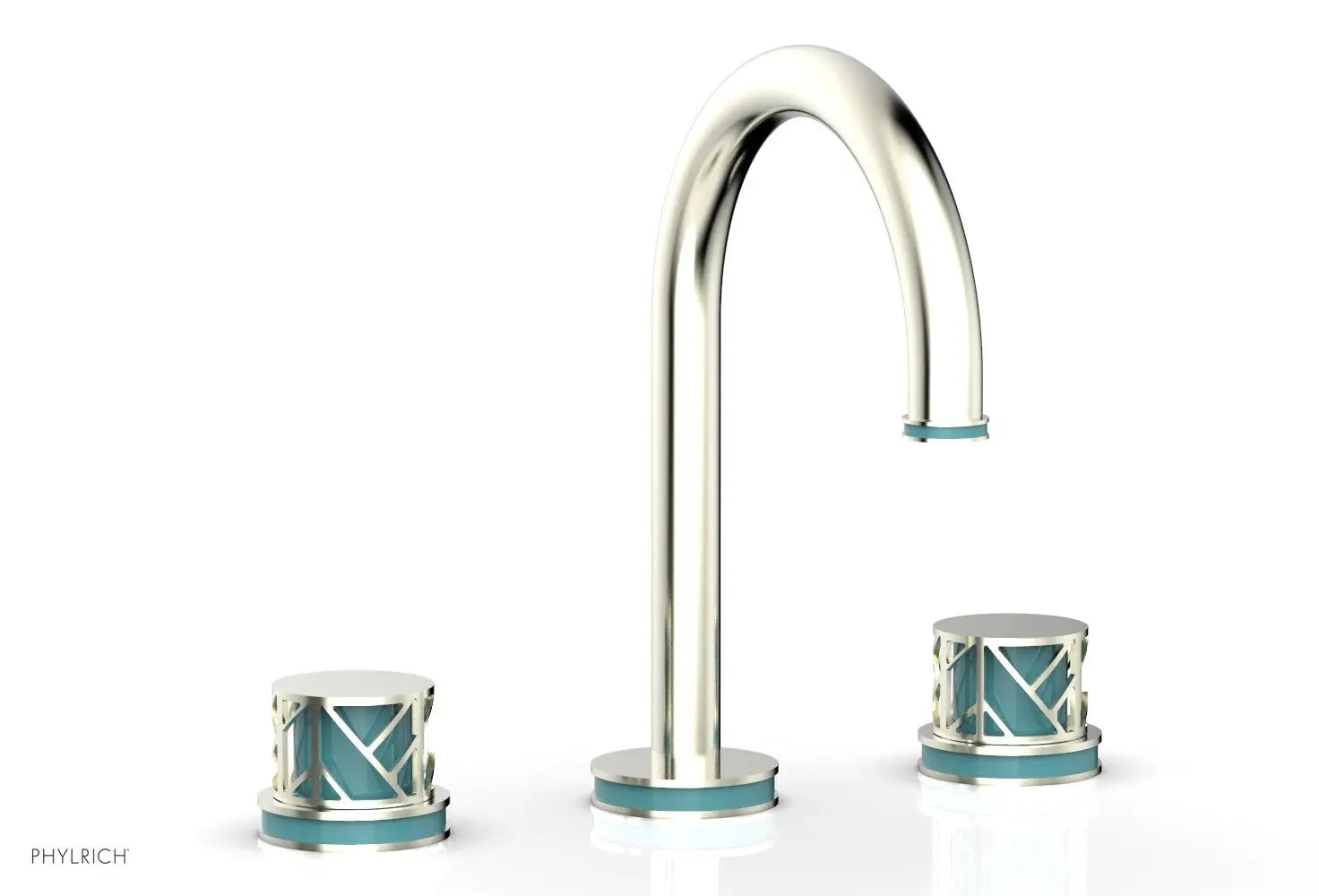 Phylrich JOLIE Widespread Faucet - Round Handles with "Turquoise" Accents by Phylrich