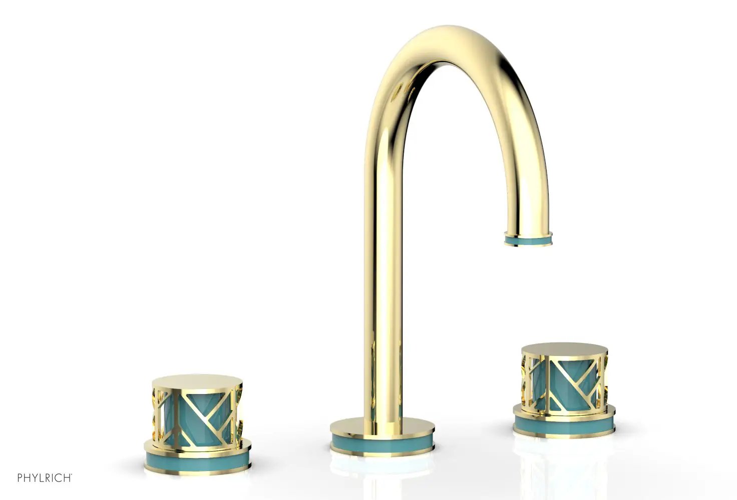 Phylrich JOLIE Widespread Faucet - Round Handles with "Turquoise" Accents by Phylrich