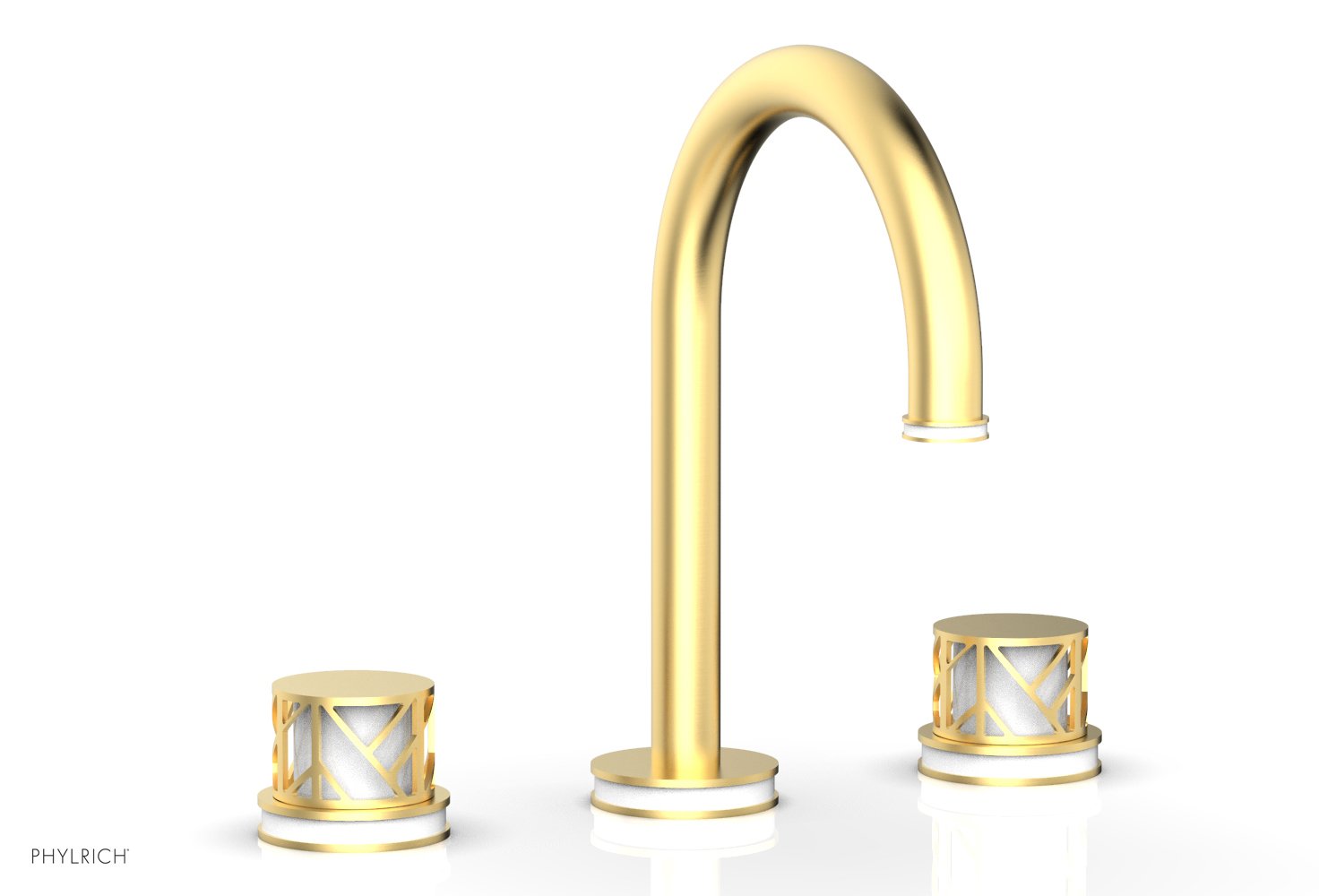 Phylrich JOLIE Widespread Faucet - Round Handles with "White" Accents