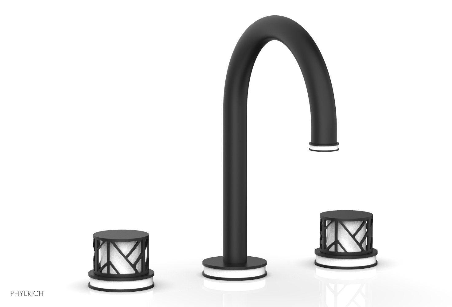 Phylrich JOLIE Widespread Faucet - Round Handles with "White" Accents
