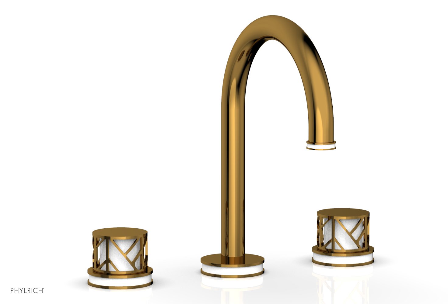 Phylrich JOLIE Widespread Faucet - Round Handles with "White" Accents