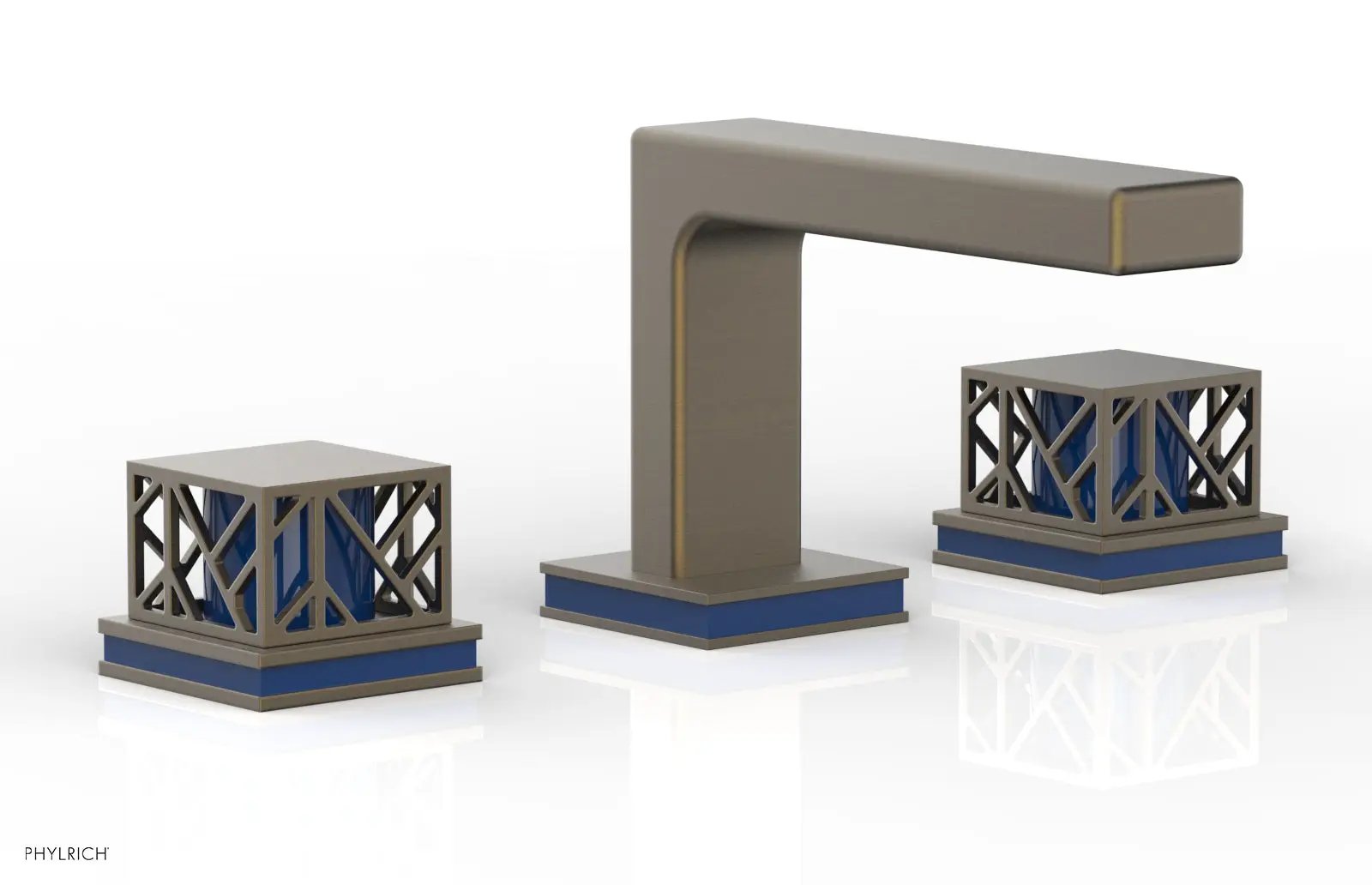 Phylrich JOLIE Widespread Faucet - Square Handles with "Navy Blue" Accents by Phylrich