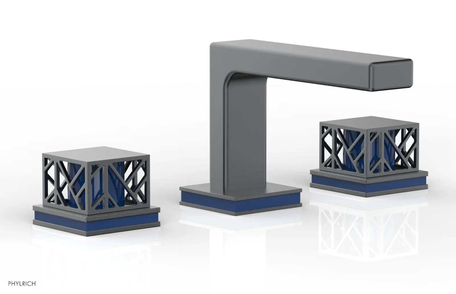 Phylrich JOLIE Widespread Faucet - Square Handles with "Navy Blue" Accents by Phylrich