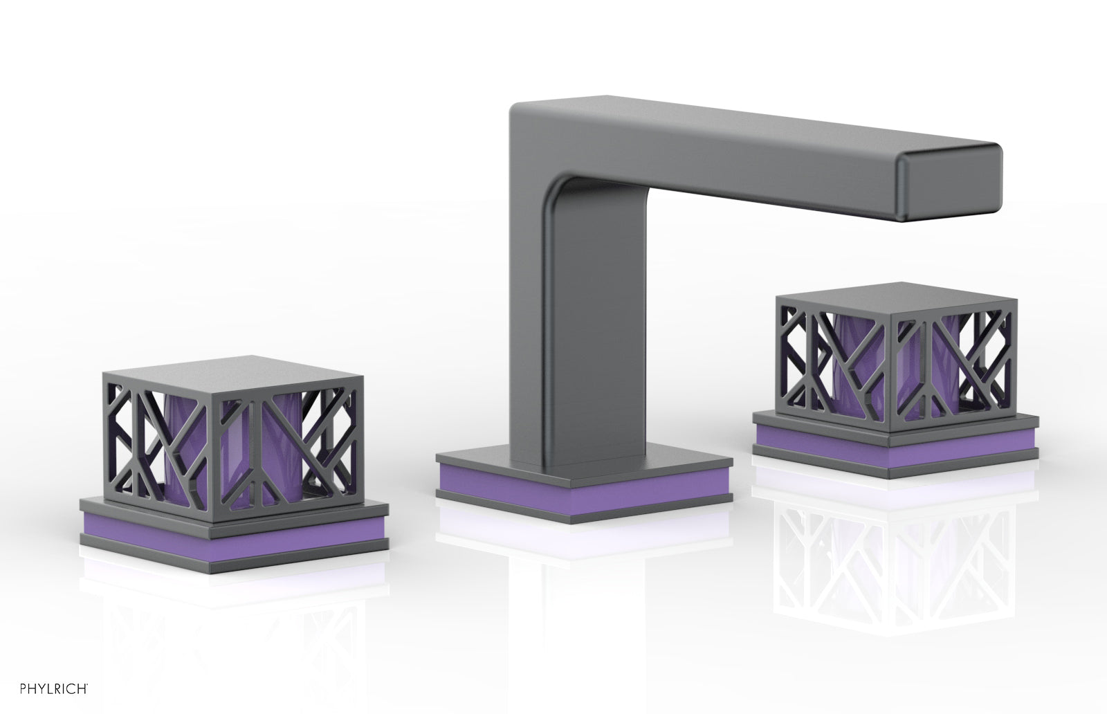 Phylrich JOLIE Widespread Faucet - Square Handles with "Purple" Accents