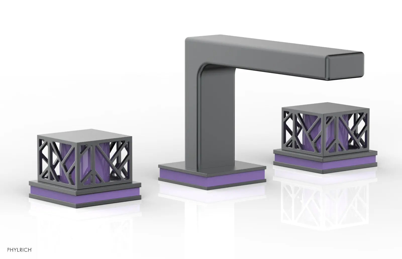 Phylrich JOLIE Widespread Faucet - Square Handles with "Purple" Accents by Phylrich