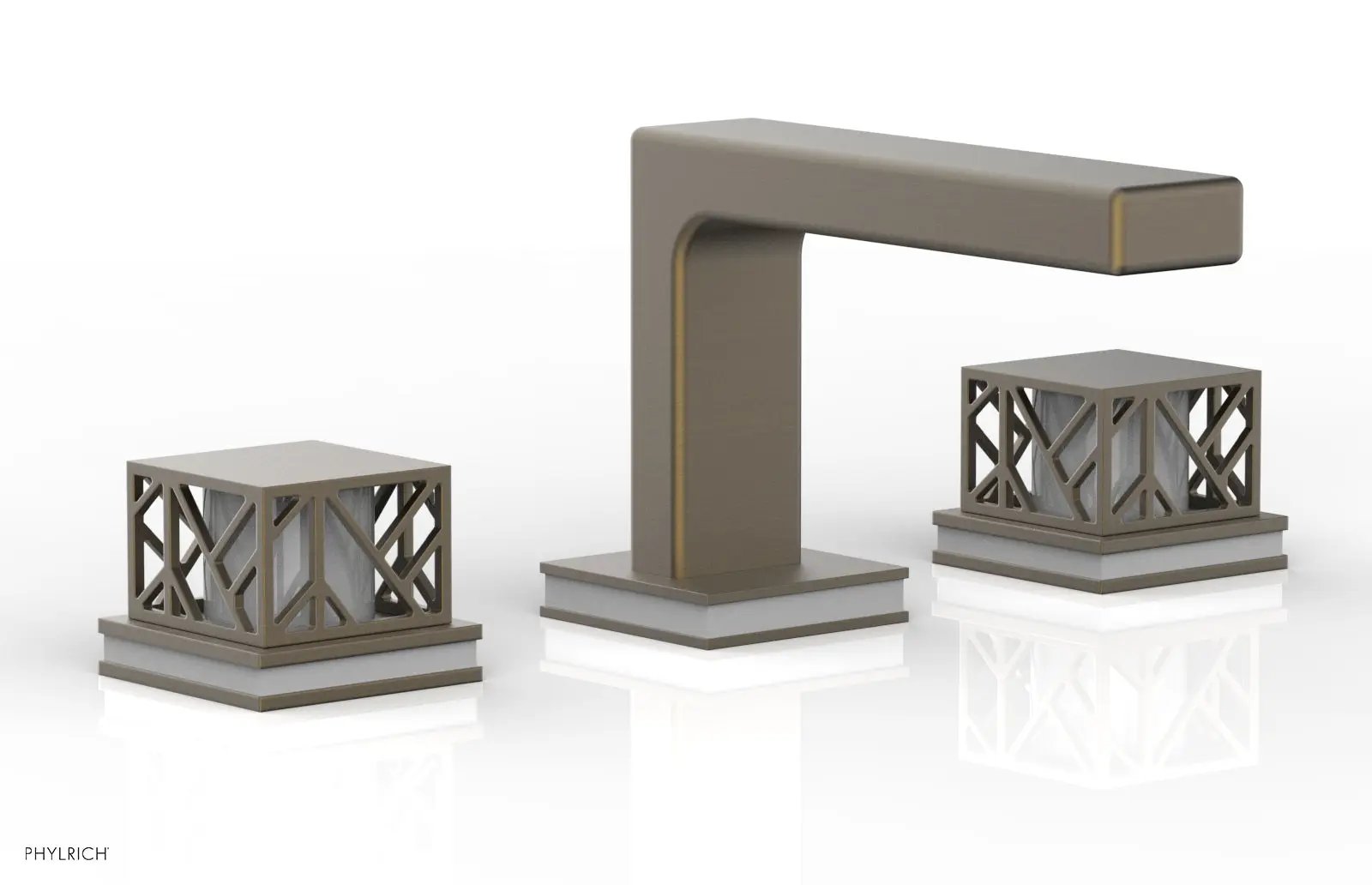Phylrich JOLIE Widespread Faucet - Square Handles with "Grey" Accents by Phylrich