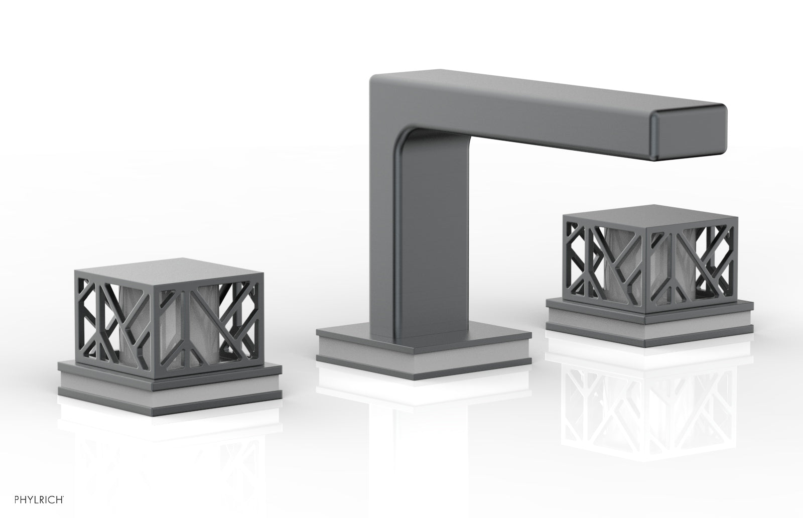 Phylrich JOLIE Widespread Faucet - Square Handles with "Grey" Accents