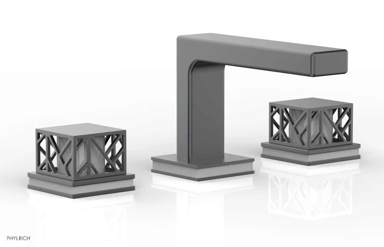 Phylrich JOLIE Widespread Faucet - Square Handles with "Grey" Accents by Phylrich