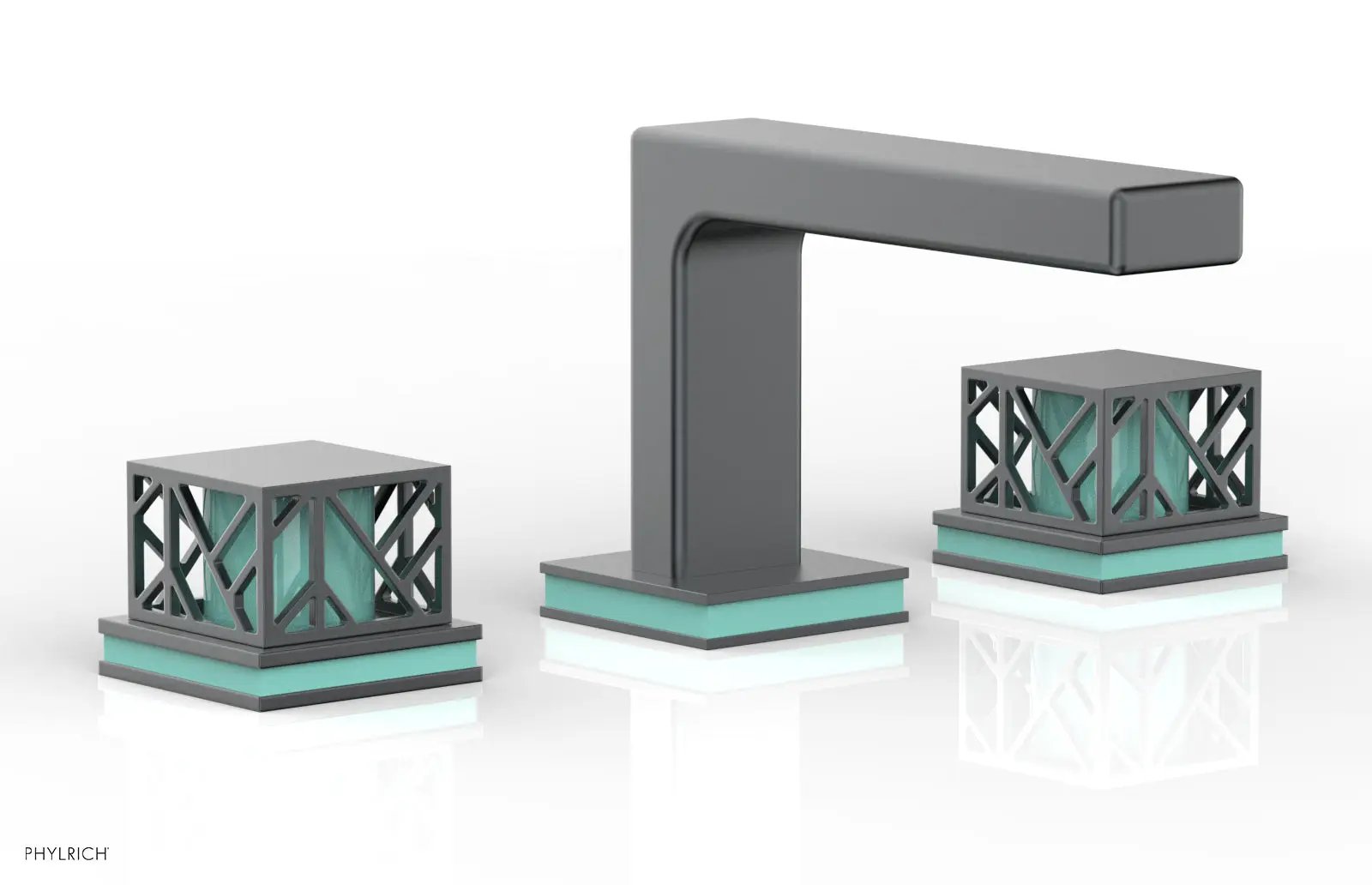 Phylrich JOLIE Widespread Faucet - Square Handles with "Turquoise" Accents by Phylrich