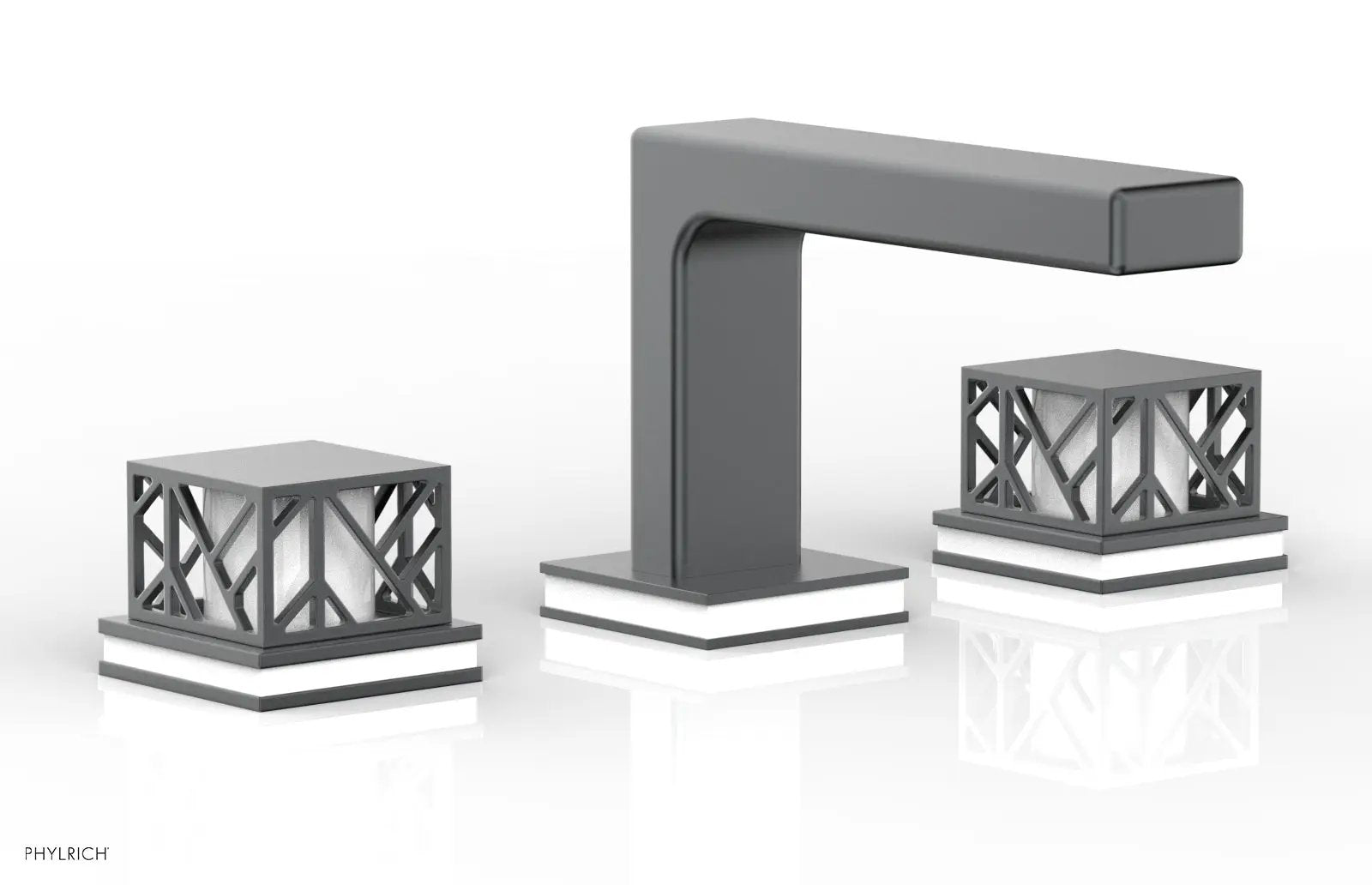 Phylrich JOLIE Widespread Faucet - Square Handles with "Gloss White" Accents by Phylrich