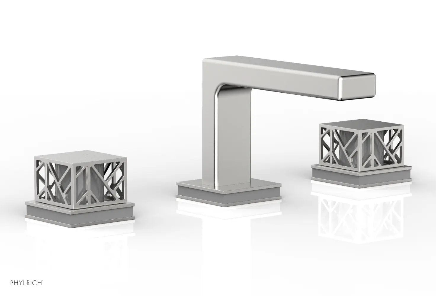 Phylrich JOLIE Widespread Faucet - Square Handles with "Grey" Accents by Phylrich
