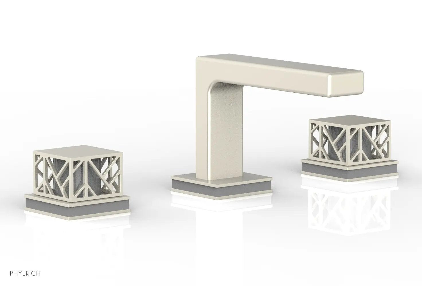Phylrich JOLIE Widespread Faucet - Square Handles with "Grey" Accents by Phylrich