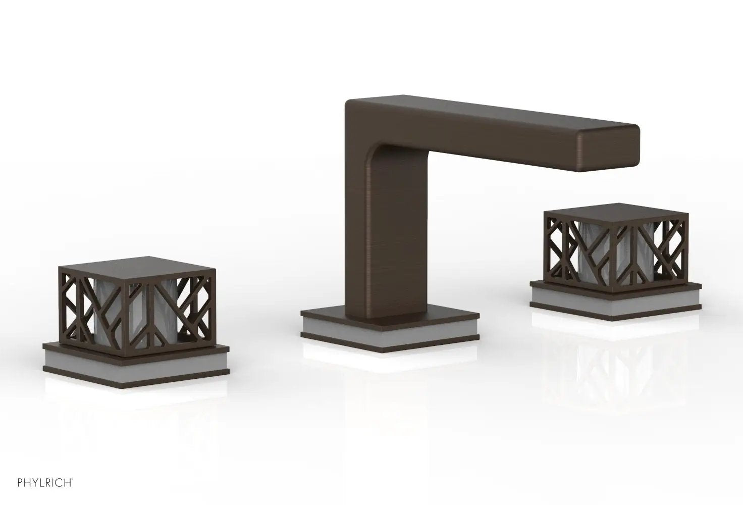 Phylrich JOLIE Widespread Faucet - Square Handles with "Grey" Accents by Phylrich