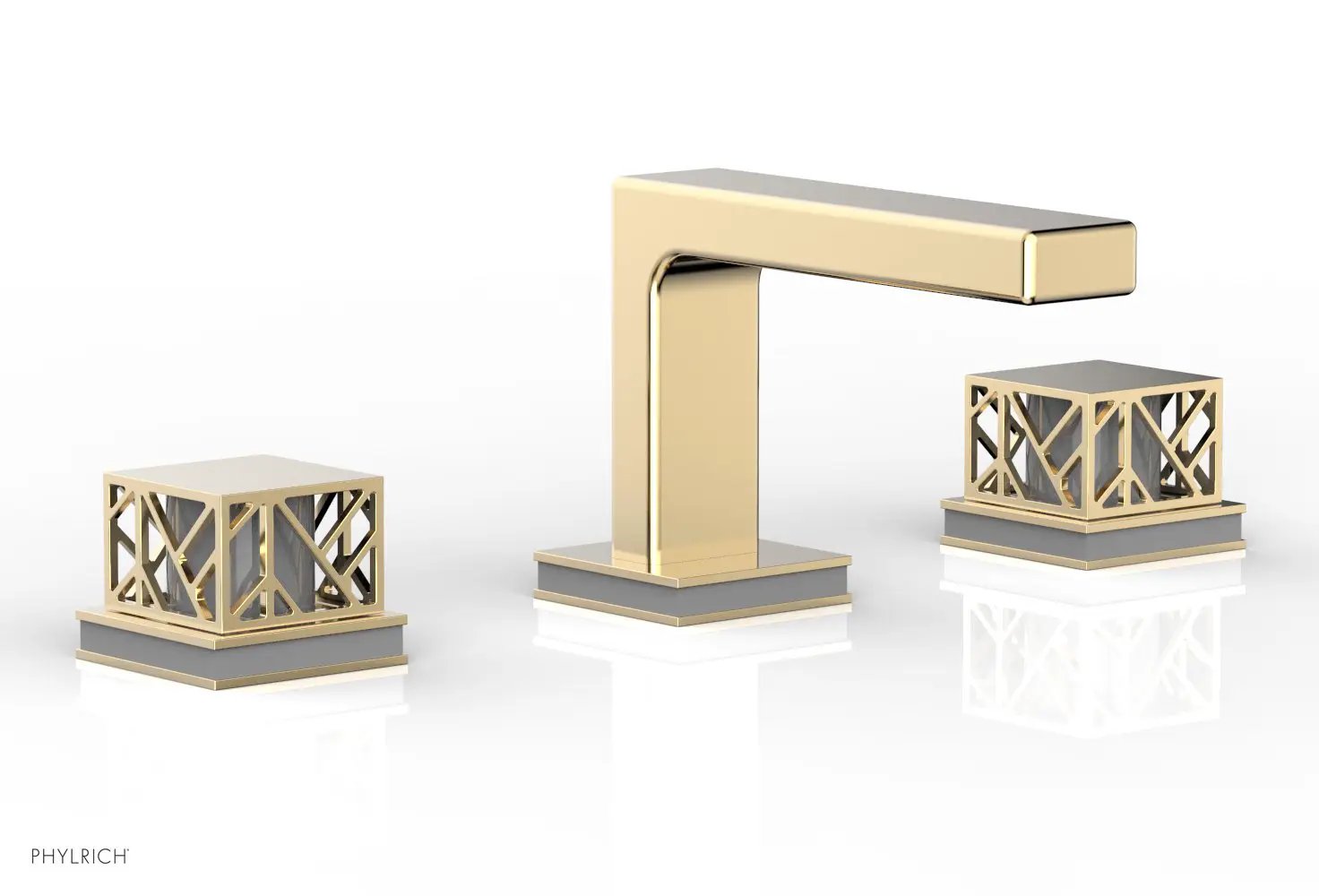 Phylrich JOLIE Widespread Faucet - Square Handles with "Grey" Accents by Phylrich