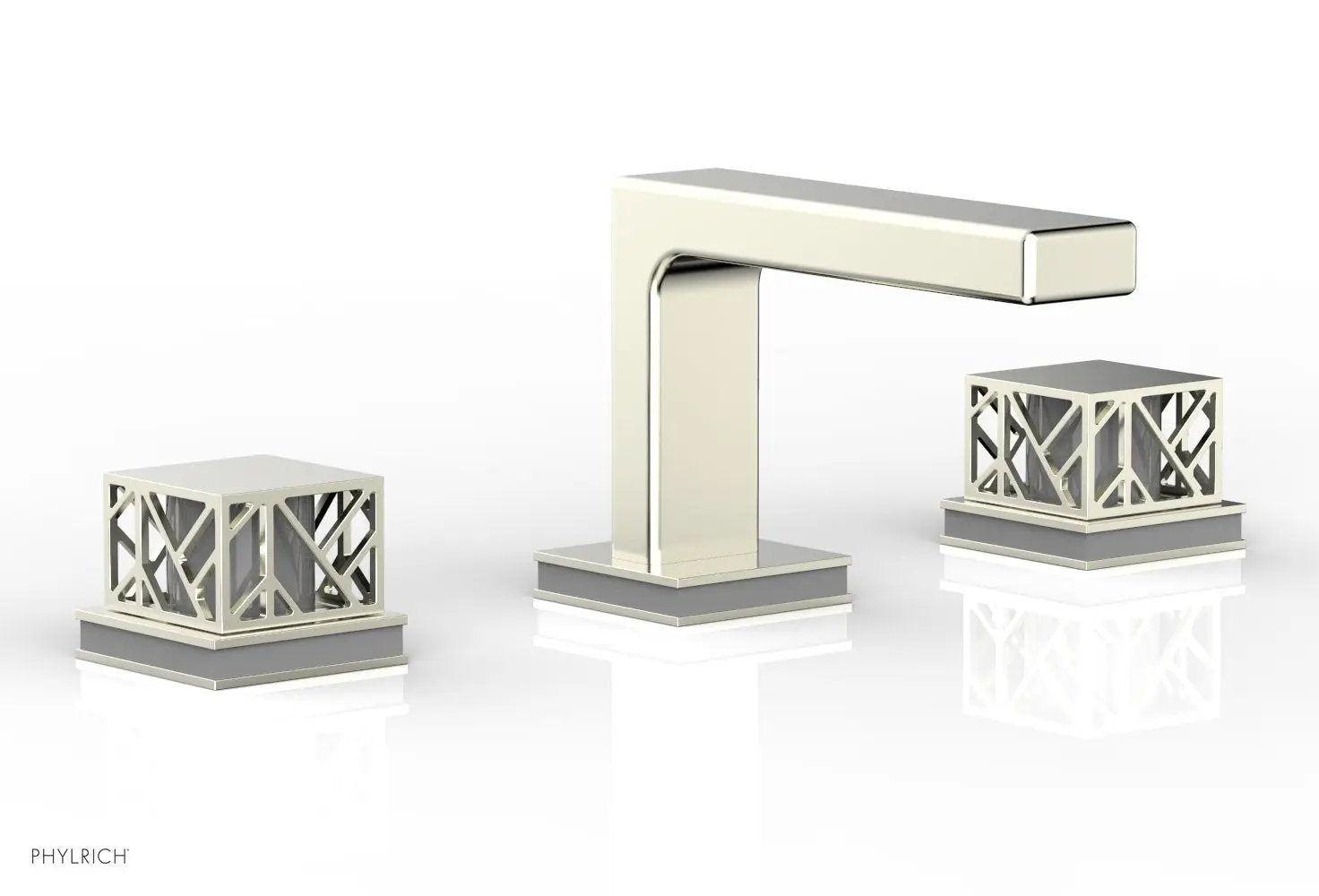Phylrich JOLIE Widespread Faucet - Square Handles with "Grey" Accents by Phylrich