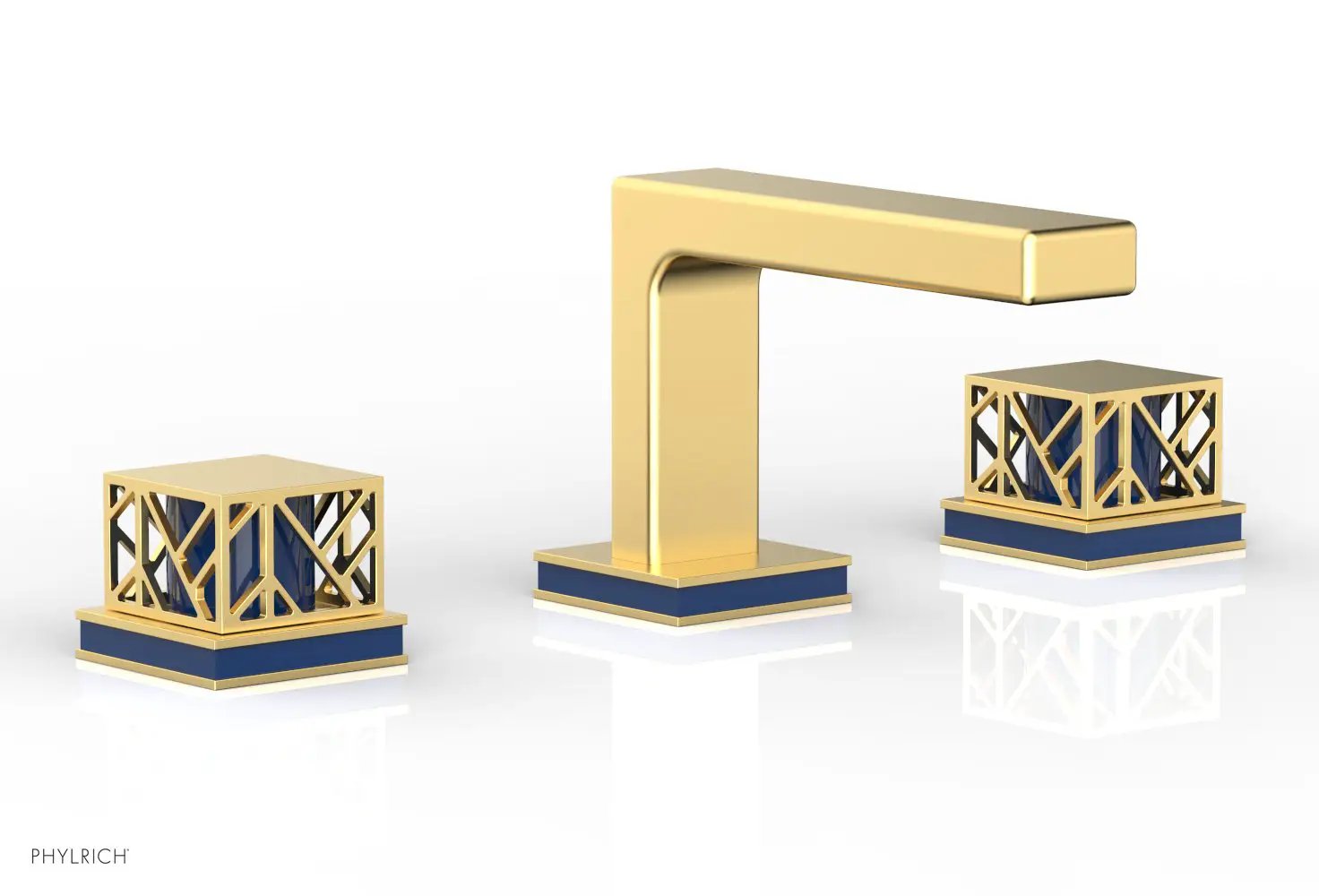Phylrich JOLIE Widespread Faucet - Square Handles with "Navy Blue" Accents by Phylrich
