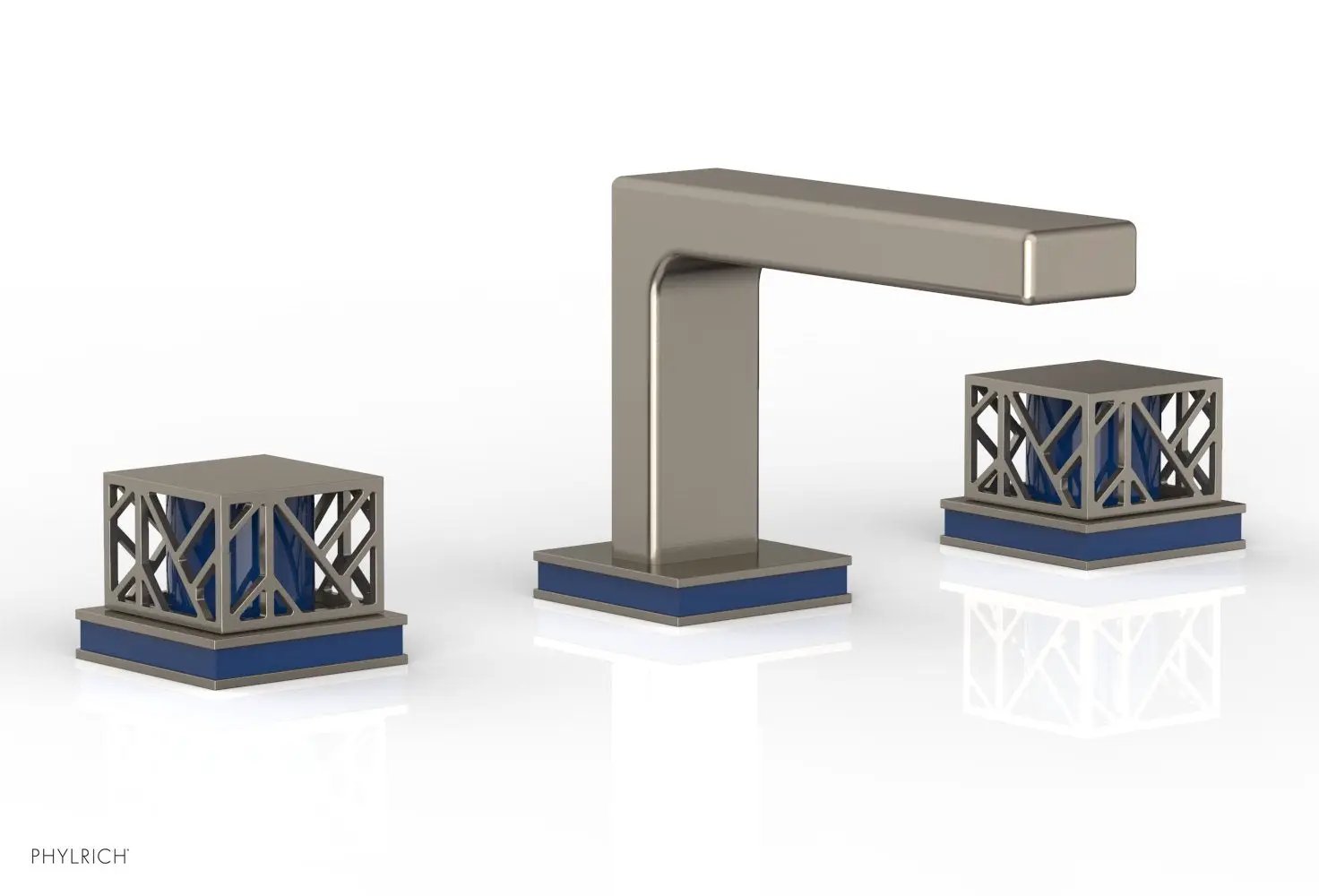 Phylrich JOLIE Widespread Faucet - Square Handles with "Navy Blue" Accents by Phylrich