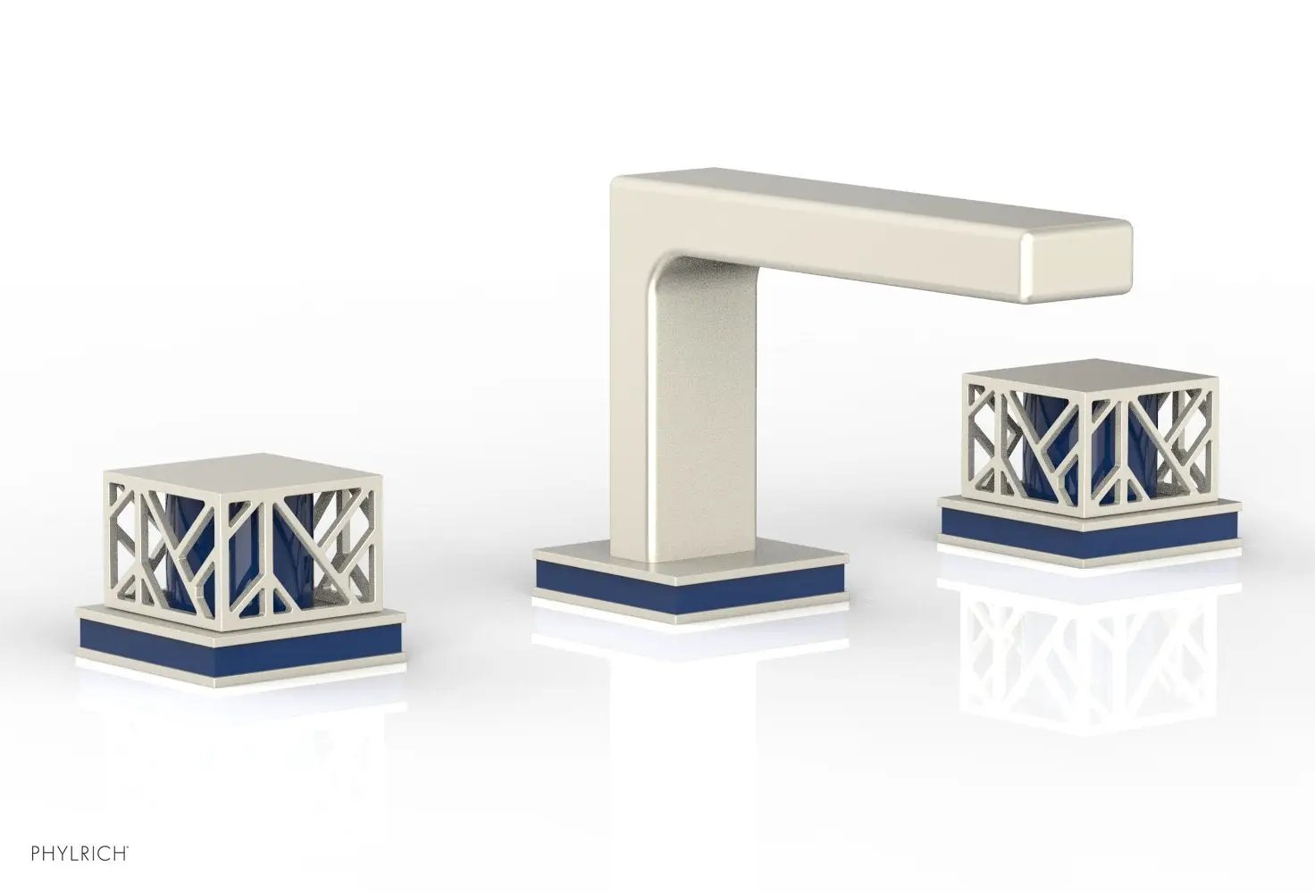 Phylrich JOLIE Widespread Faucet - Square Handles with "Navy Blue" Accents by Phylrich