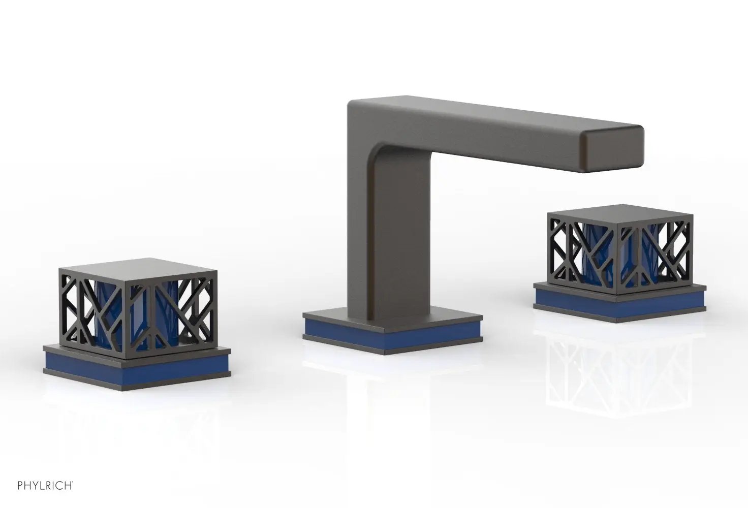 Phylrich JOLIE Widespread Faucet - Square Handles with "Navy Blue" Accents by Phylrich