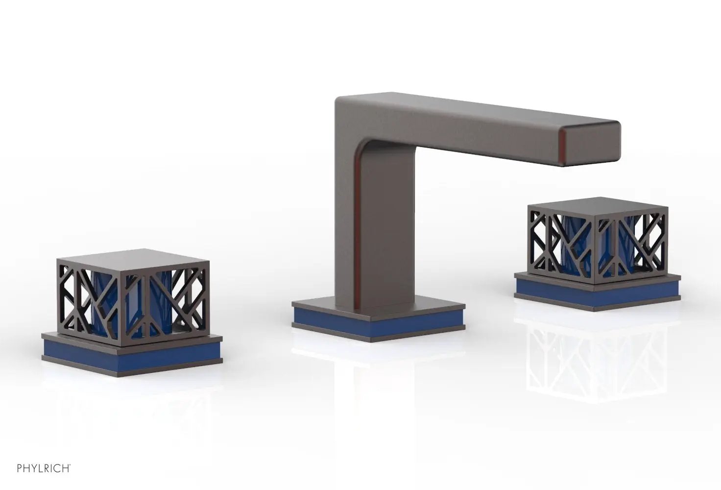 Phylrich JOLIE Widespread Faucet - Square Handles with "Navy Blue" Accents by Phylrich