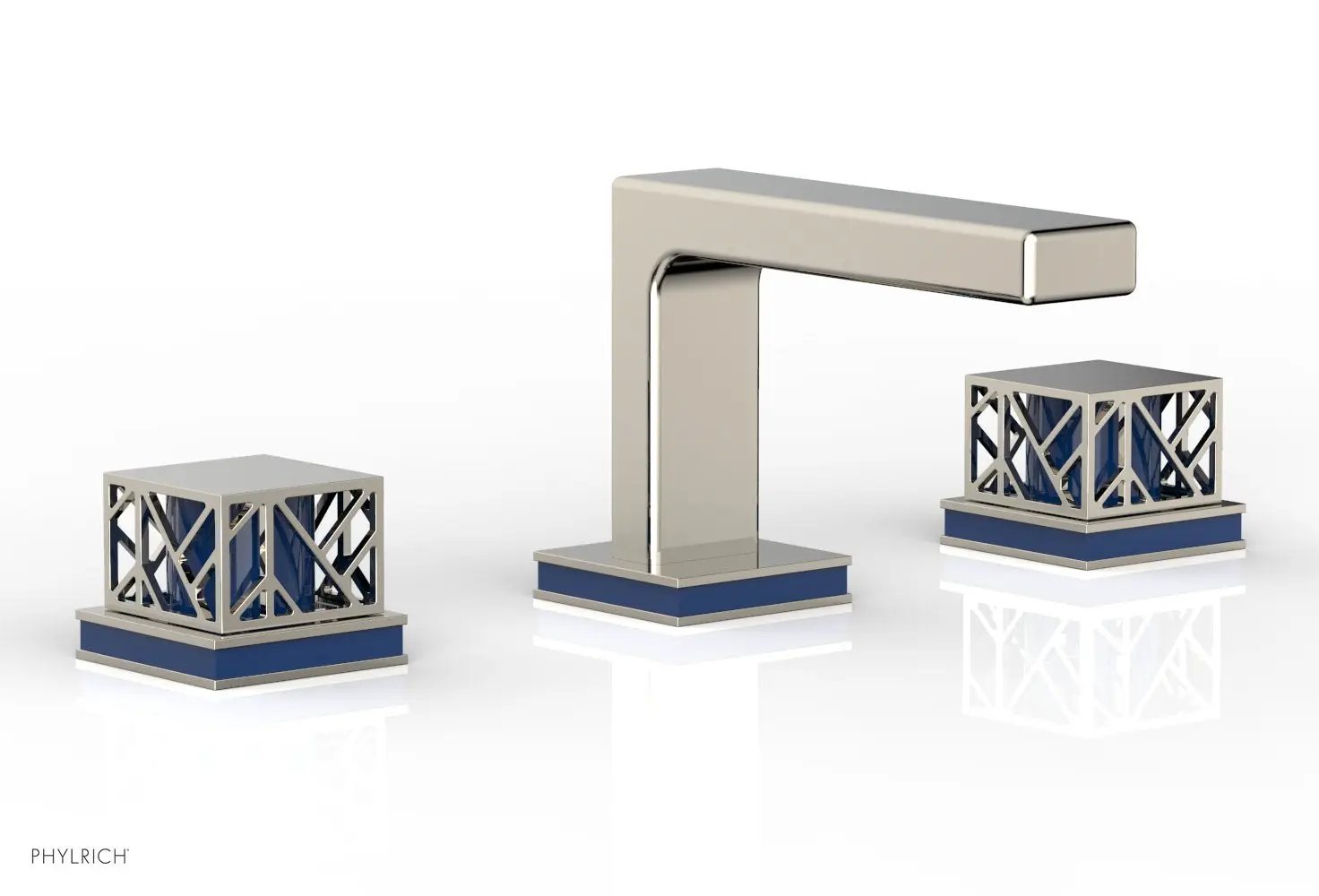 Phylrich JOLIE Widespread Faucet - Square Handles with "Navy Blue" Accents by Phylrich