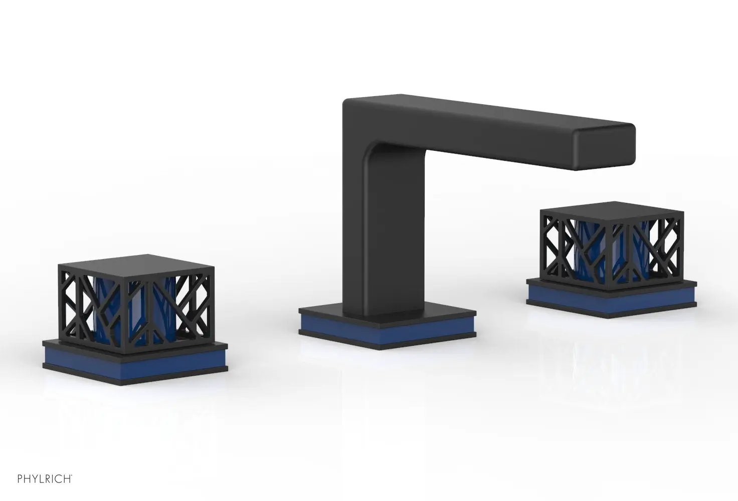 Phylrich JOLIE Widespread Faucet - Square Handles with "Navy Blue" Accents by Phylrich