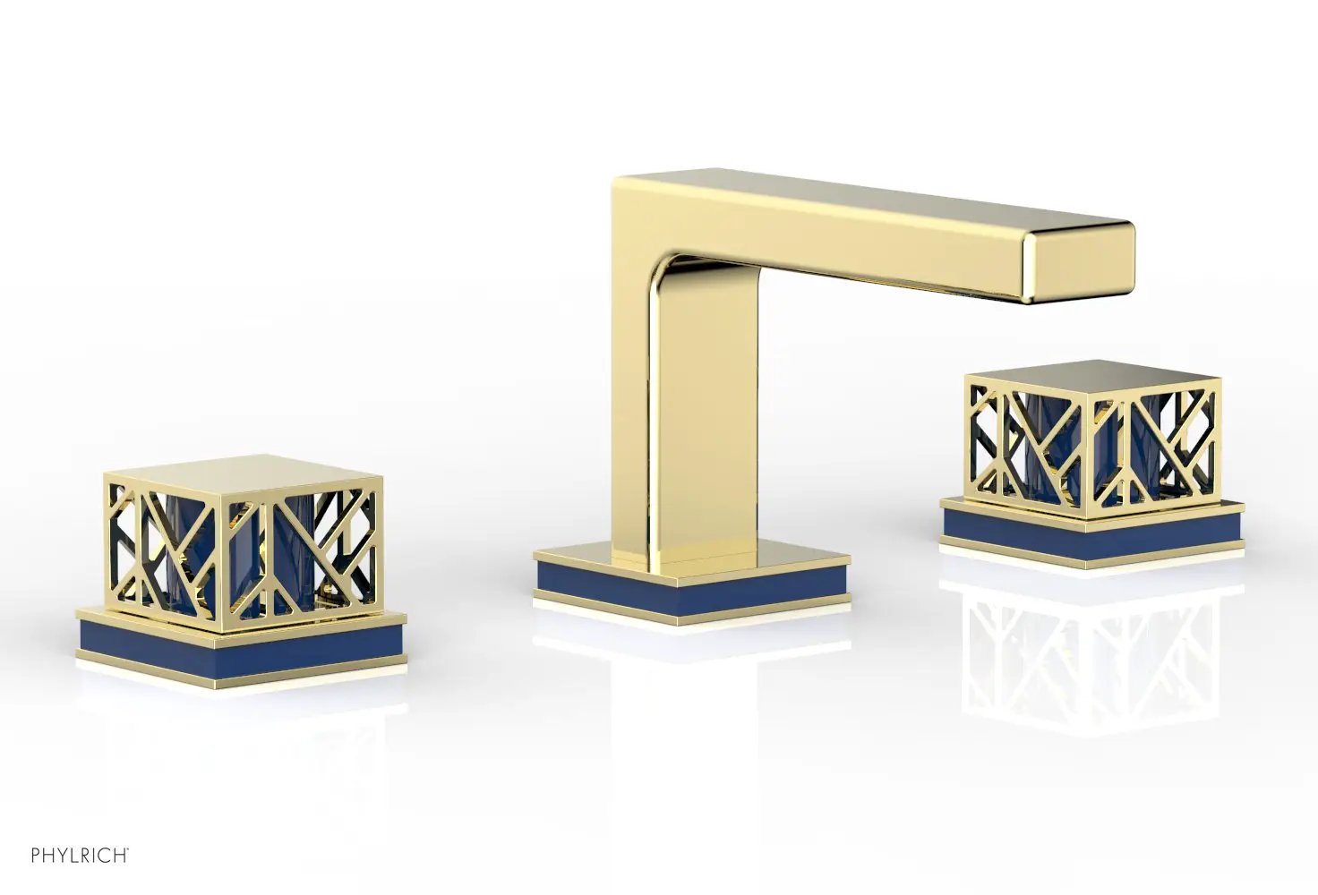 Phylrich JOLIE Widespread Faucet - Square Handles with "Navy Blue" Accents by Phylrich