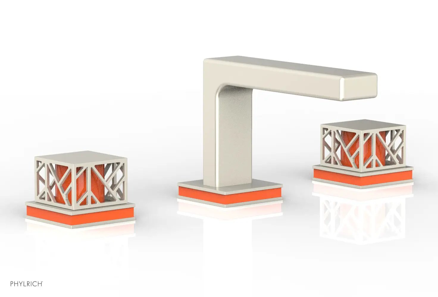 Phylrich JOLIE Widespread Faucet - Square Handles with "Orange" Accents by Phylrich