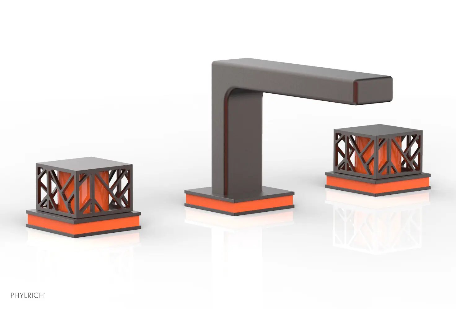Phylrich JOLIE Widespread Faucet - Square Handles with "Orange" Accents by Phylrich