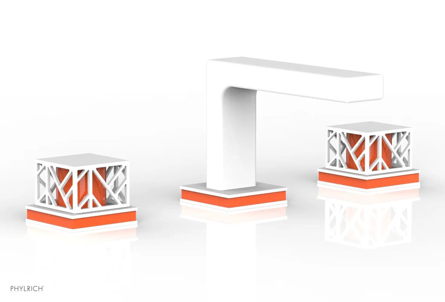 Phylrich JOLIE Widespread Faucet - Square Handles with "Orange" Accents by Phylrich